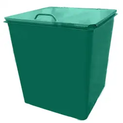 Металлический контейнер Waste Box 0,75 куб. м радиусный угол с крышкой и без колес Зеленый