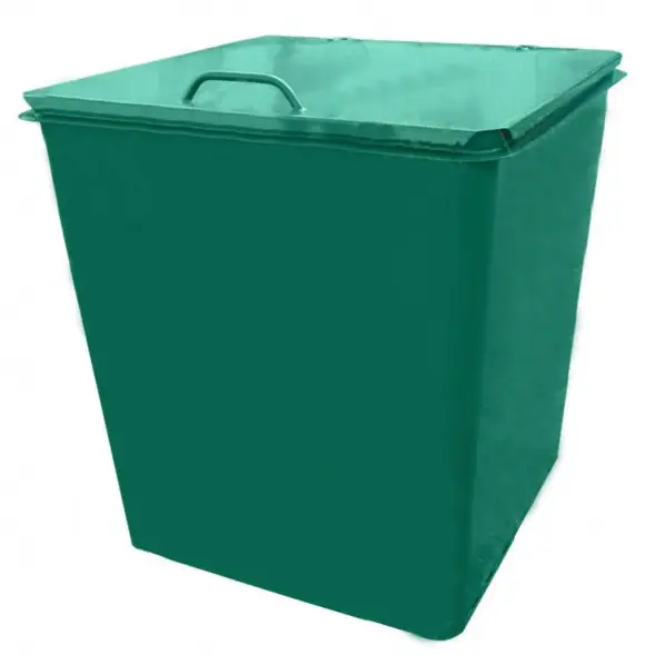 Металлический контейнер Waste Box 0,75 куб. м радиусный угол с крышкой и без колес Зеленый