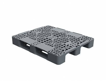 Паллет (поддон) пластиковый перфорированный на 3-х полозьях, 1200х1000x150 мм, серый [02.103.91.C3]