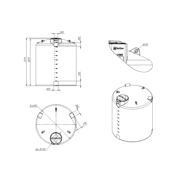 Емкость TOR 10000л под плотность до 1.5 г/см3 синяя