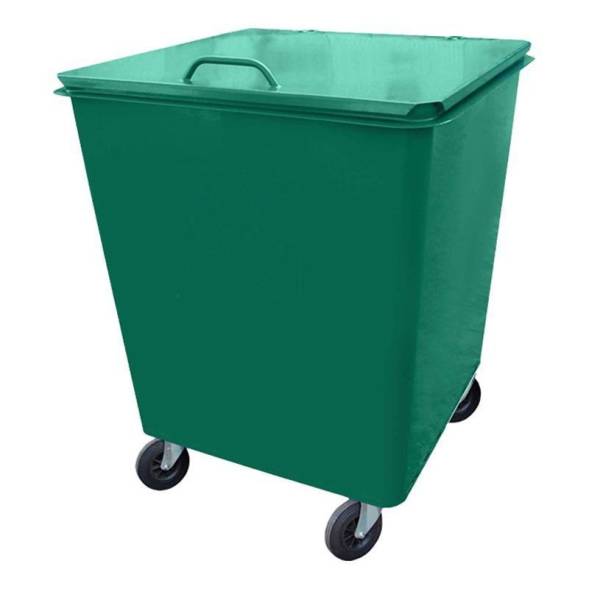 Контейнер мусорный металлический для ТБО/ТКО на колесах с крышкой, 750 л (0.75 м³), зеленый [WL075G]