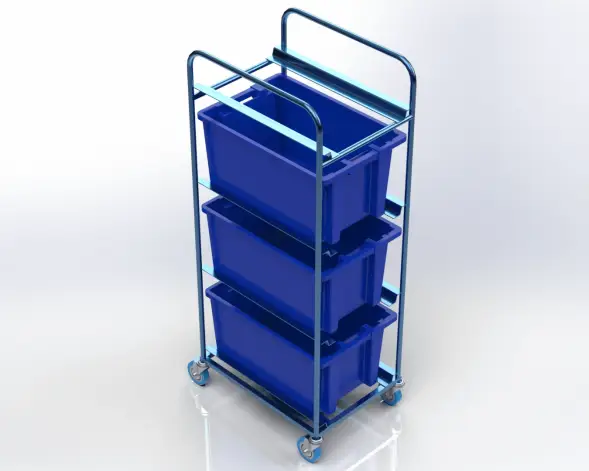 Тележка платформенная трехъярусная, 4 колеса 160 мм, усиленная