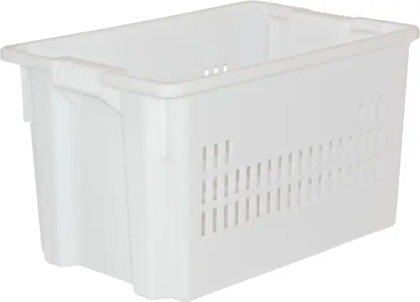 Ящик пластиковый перфорированный, 600x400x350 мм, 63 л, белый [604 м]