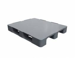 Паллет (поддон) пластиковый сплошной на 2-х полозьях, 1200х1000х150 мм, серый [02.103F.91]
