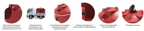 Емкость для хранения жидких минеральных удобрений (КАС, ЖКУ и др) 3000 TR с откидной крышкой красный