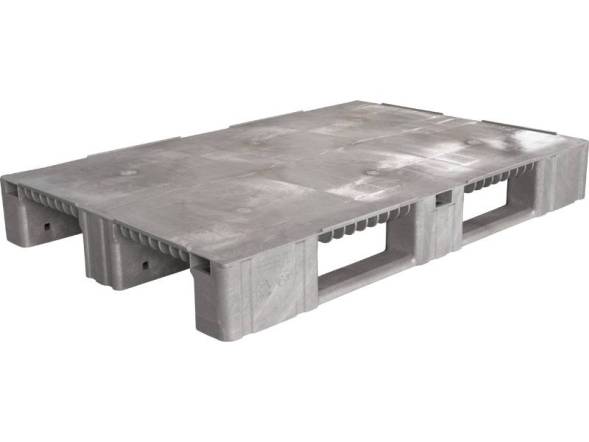 Паллет (поддон) пластиковый на 3-х полозьях, 1200x800x150 мм, серый [TR 1208-1 R]